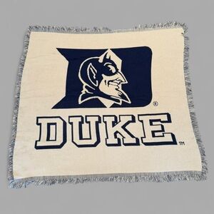 Duke University Cream and Blue Fringed Throw Blanket